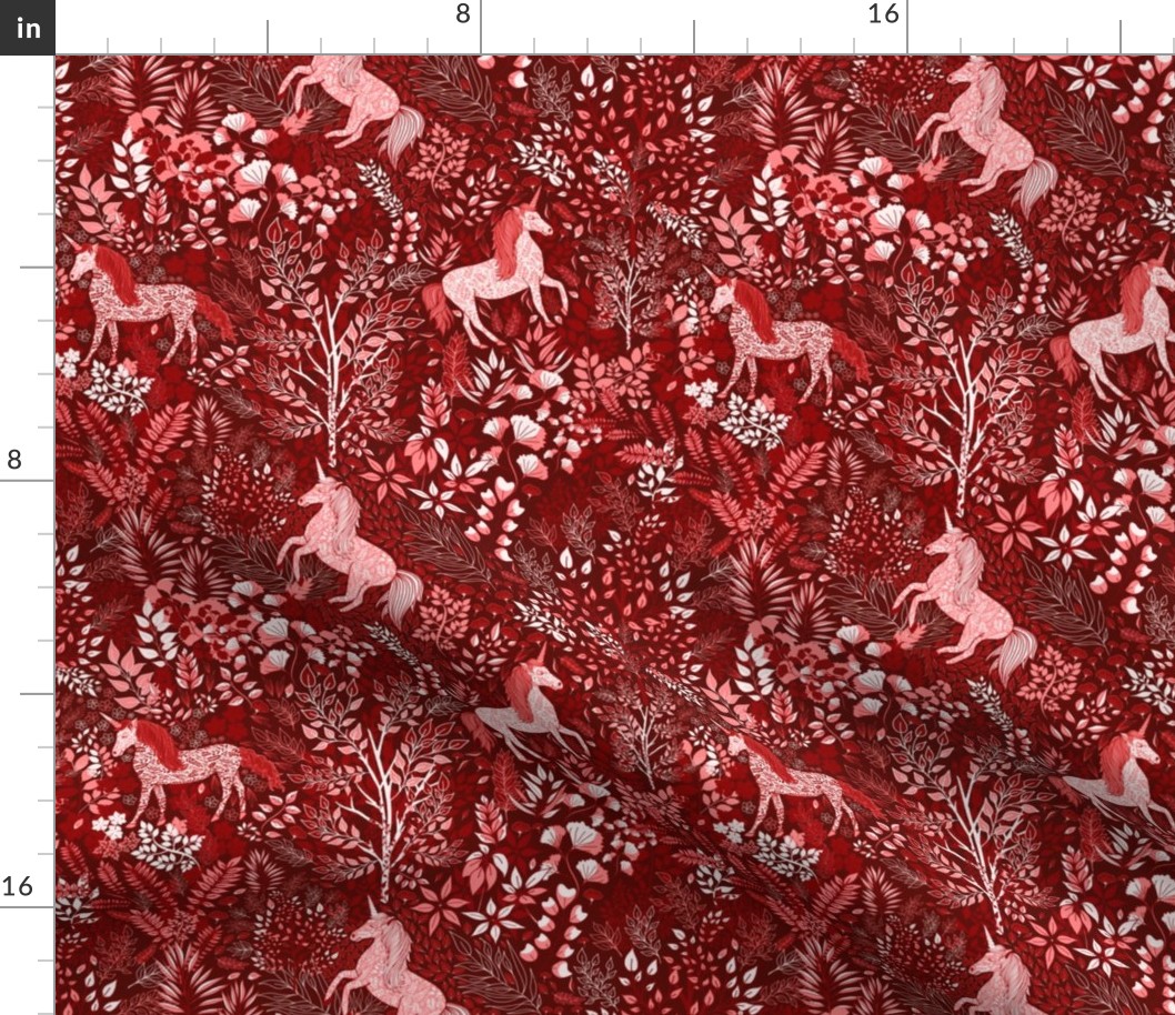 Unicorns in the Woods of Wonderment (red small scale)