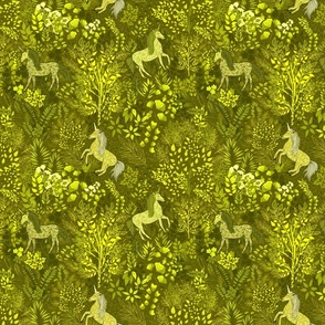 Unicorns in the Woods of Wonderment (yellow small scale) 