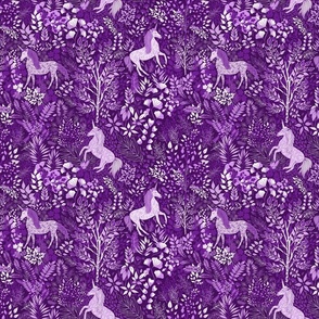 Unicorns in the Woods of Wonderment (purple small scale)