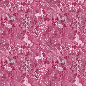 Unicorns in the Woods of Wonderment (pink small scale)
