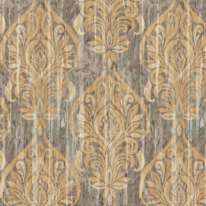 Deconstructed Italian Villa Damask--Warm Grey-L