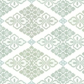 Japanese geometric Chrysanthemums florals - sage