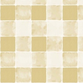 Large neutral beige and bone white watercolor vintage look check for wallpaper 