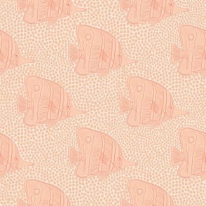 Pink peach fuzz hand painted under the sea fish for home decor and wallpaper