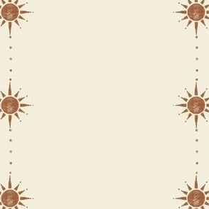 Vertical Western boho sunburst/starburst wallpaper in brown