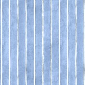 Watercolor Broad Stripes Vertical Cornflower Blue - Ditsy Scale - Stone Blue Home Decor
