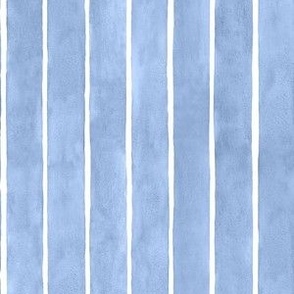 Watercolor Broad Stripes Vertical Cornflower Blue - Small Scale - Stone Blue Home Decor
