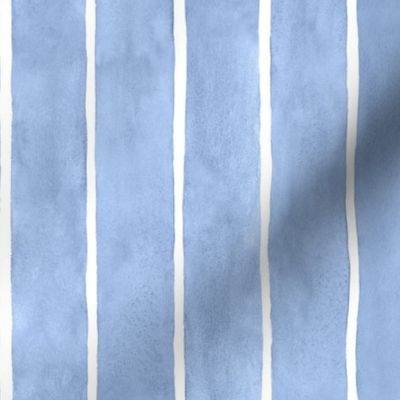 Watercolor Broad Stripes Vertical Cornflower Blue - Medium Scale - Stone Blue Home Decor