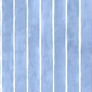 Watercolor Broad Stripes Vertical Cornflower Blue - Medium Scale - Stone Blue Home Decor