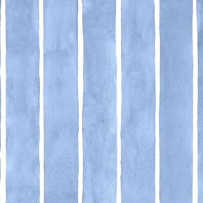 Watercolor Broad Stripes Vertical Cornflower Blue - Large Scale - Stone Blue Home Decor