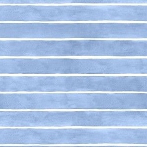 Watercolor Broad Stripes Horizontal Cornflower Blue - Small Scale - Stone Blue Home Decor