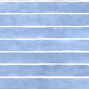 Watercolor Broad Stripes Horizontal Cornflower Blue - Medium Scale - Stone Blue Home Decor