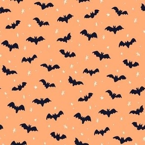 Bats and stars Halloween Orange and dark navy by Jac Slade