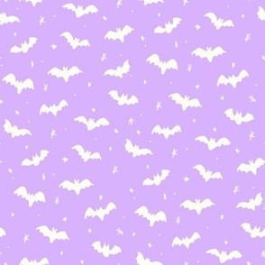 Baby Bats and stars Halloween purple and white by Jac Slade