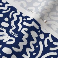 Scribbles and Squiggles-  navy blue and white