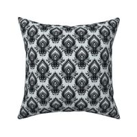 Shimmering Paisley Damask in Regency Grey Monochrome - Coordinate