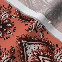 Shimmering Paisley Damask in Rich Terra Cotta Monochrome - Coordinate