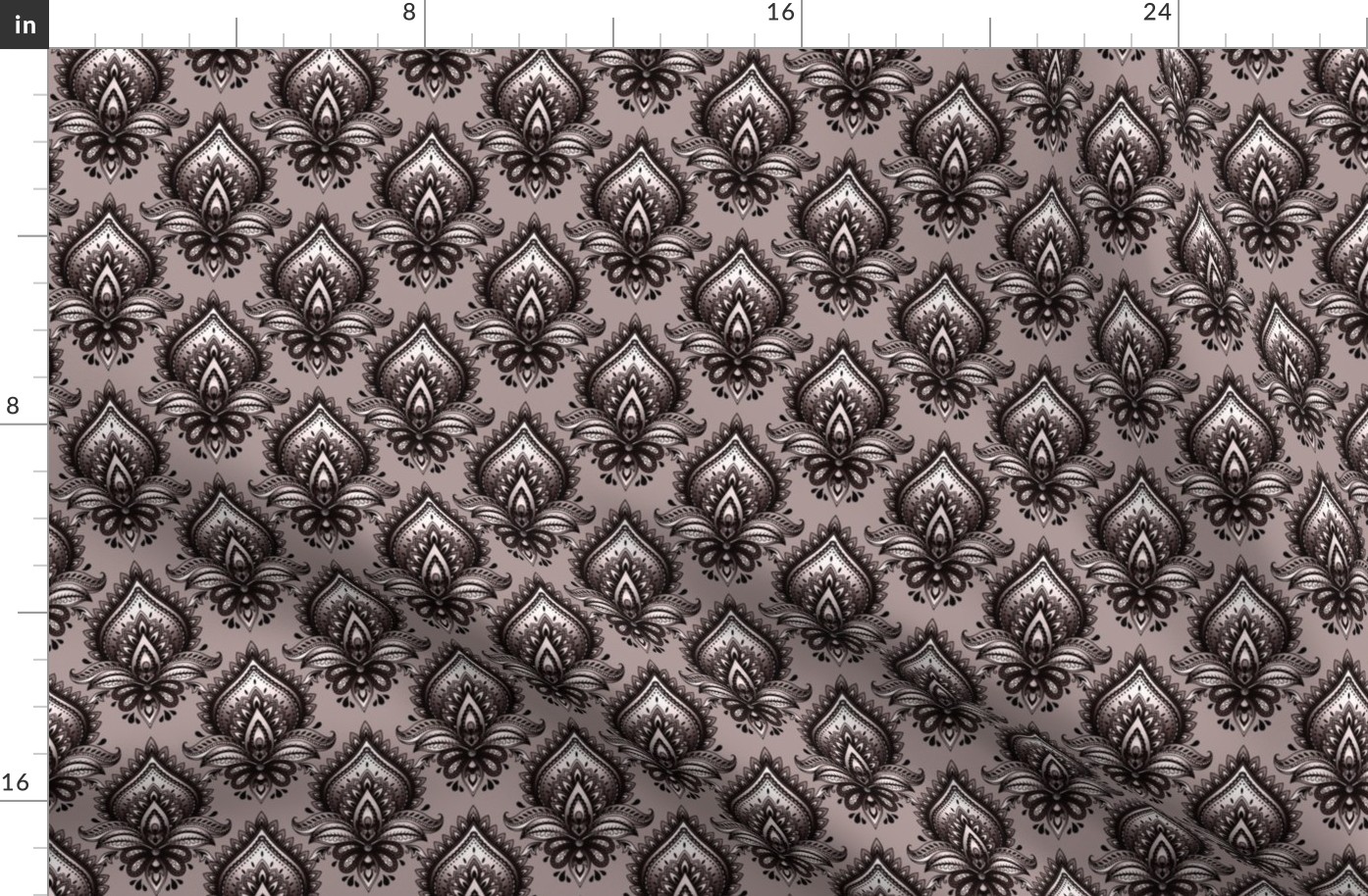 Shimmering Paisley Damask in Regency Orchid Monochrome - Coordinate