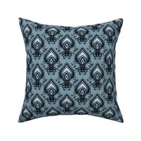 Shimmering Paisley Damask in French Blue Monochrome - Coordinate