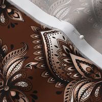 Shimmering Paisley Damask in Chocolate Brown Monochrome - Coordinate
