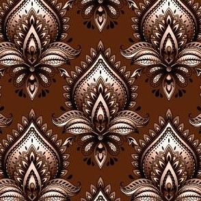Shimmering Paisley Damask in Chocolate Brown Monochrome - Coordinate