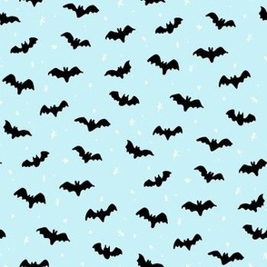 Baby Bats and stars Halloween cyan blue and black by Jac Slade