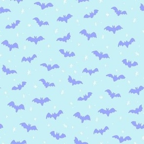 Baby Bats and stars Halloween Cyan blue and cornflower blue by Jac Slade