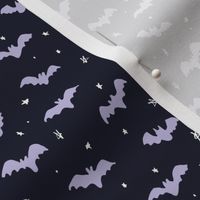 Baby Bats and stars Halloween dark navy and purple by Jac Slade