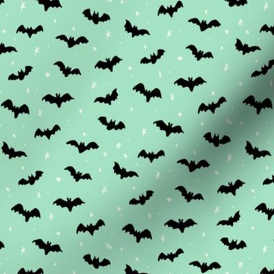 Baby Bats and stars Halloween Green and black by Jac Slade