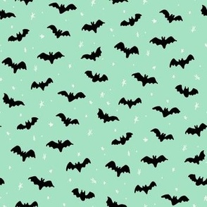 Baby Bats and stars Halloween Green and black by Jac Slade
