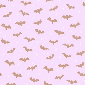 Baby Bats and stars Halloween lilac purple and brown by Jac Slade