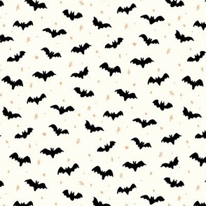 Bats and stars Halloween natural white orangeby Jac Slade