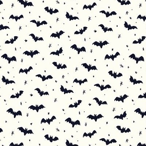 Bats and stars Halloween navy  natural white by Jac Slade