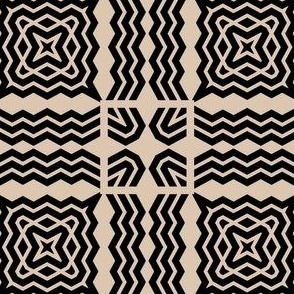 Cohesion 29-03: Chevron Echo Tile Seamless Pattern (Zig Zag, Tan, Light Brown, Black)