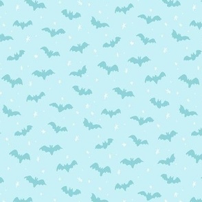 Bats and stars Halloween blue and teal blue by Jac Slade