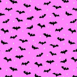Bats and stars Halloween bright pink and Black by Jac Slade