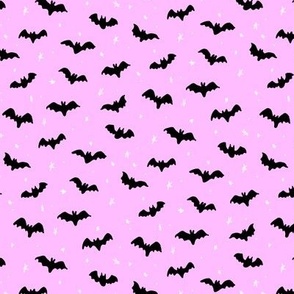 Bats and stars Halloween candy pink and Black by Jac Slade