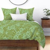 FLORAL OUTLINES AQUA GREEN