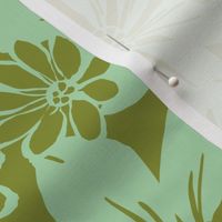 FLORAL OUTLINES AQUA GREEN