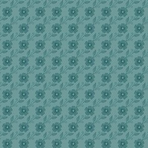 Diagonal Floral Vine Teal Mini Scale