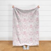 Ocean Discoveries Damask - Cotton Candy Pink - Octopus, Jellyfish, Crab, Seahorse, Seaweed, Starfish - Large Scale by Angel Gerardo