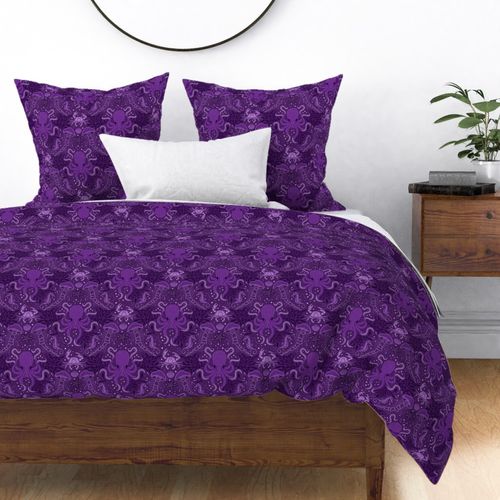 Ocean Discoveries Damask - Deep Purple Fabric 