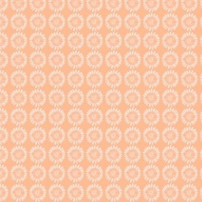 Palm fronds geo circles in pink peach fuzz for wallpaper