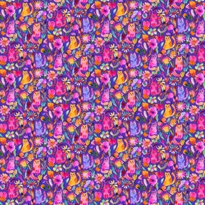 Mini micro _Happy Kittens bright violet colorful 