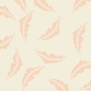 Large Western tossed fern/feather in peach fuzz for preppy girls wallpaper