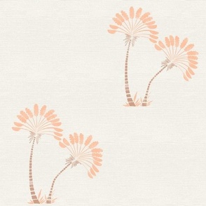 Hand drawn quirky palm tree wallpaper in pink peach fuzz and caramel
