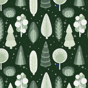 Winter Evergreen Stylized Scandi Forest
