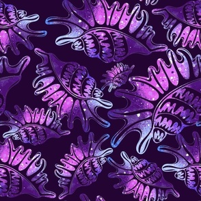 Purple watercolor seashells