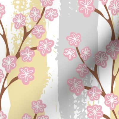 Cherry blossom on striped background