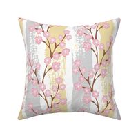 Cherry blossom on striped background